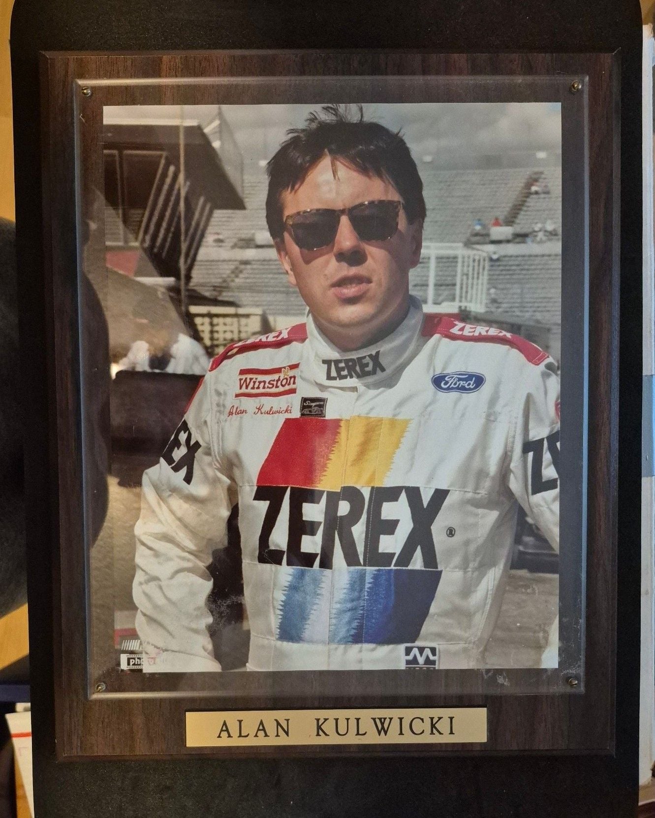 Alan Kulwicki Nascar Vintage Photo Plaque Wood Mount 11 x 14 1