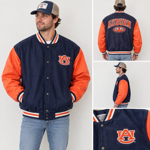 Steve & Barry's Vintage Auburn Tigers Varsity letterman Bomber Jacket Large y2k