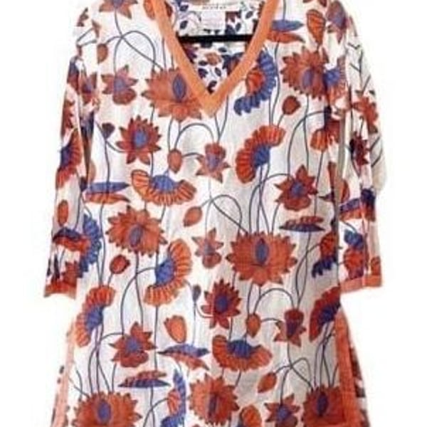 Gretchen Scott V-Neck Print Tunic Top Size XS