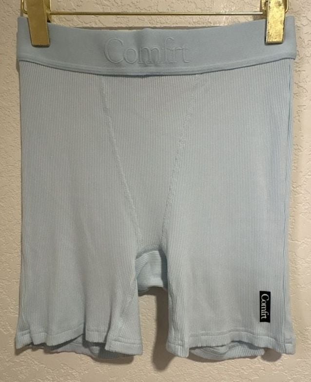 Comfrt Ribbed Boxer Shorts Size M Light Blue Lounge 2
