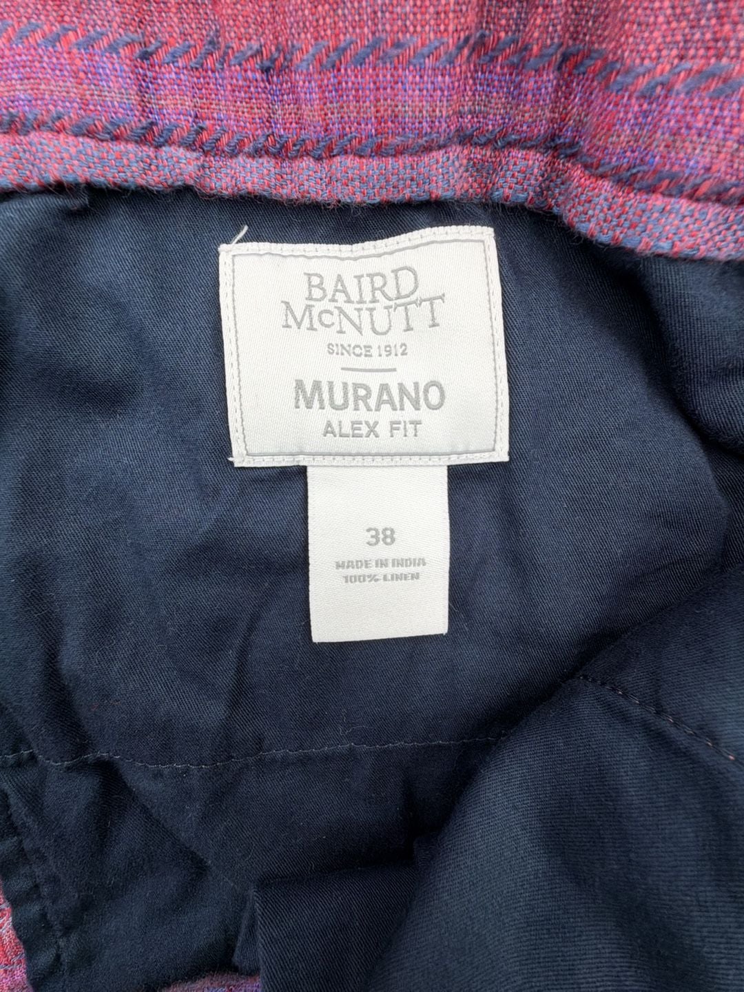 Baird Mcnutt Murano Alex Fit Shorts Size 38 Striped 100% Linen Stretch waistband 5