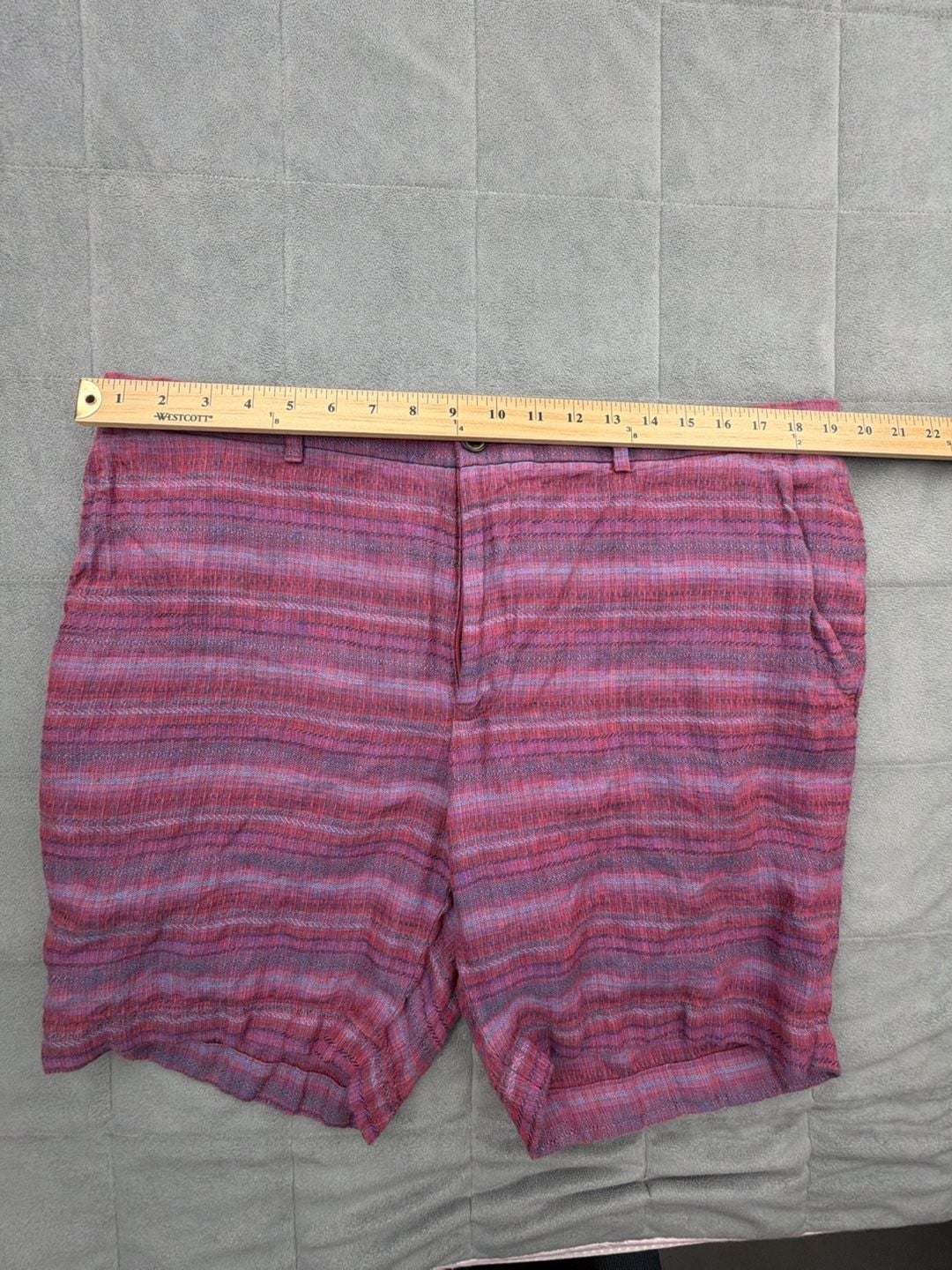Baird Mcnutt Murano Alex Fit Shorts Size 38 Striped 100% Linen Stretch waistband 8