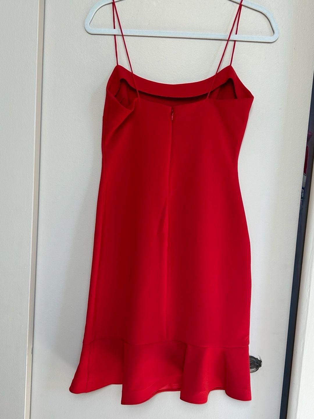 Likely Banks Ruffle Hem Mini Dress Size 4 Red Spaghetti Strap 5