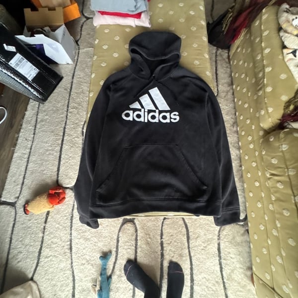 Adidas Essentials Big Logo Hoodie Black White Pullover