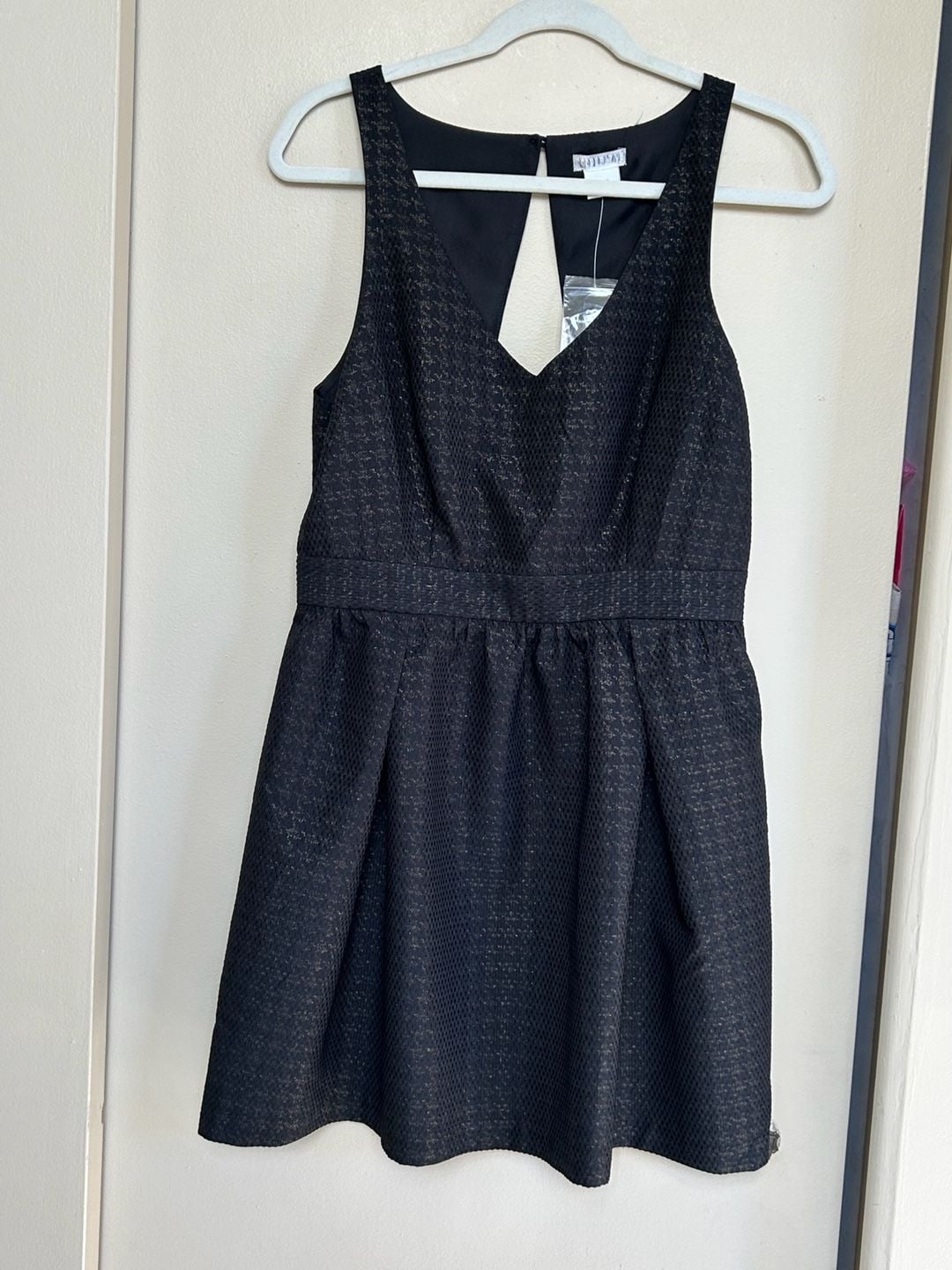 NWOT Cooperative Black Metallic Jacquard Fit And Flare Dress Size 8 2