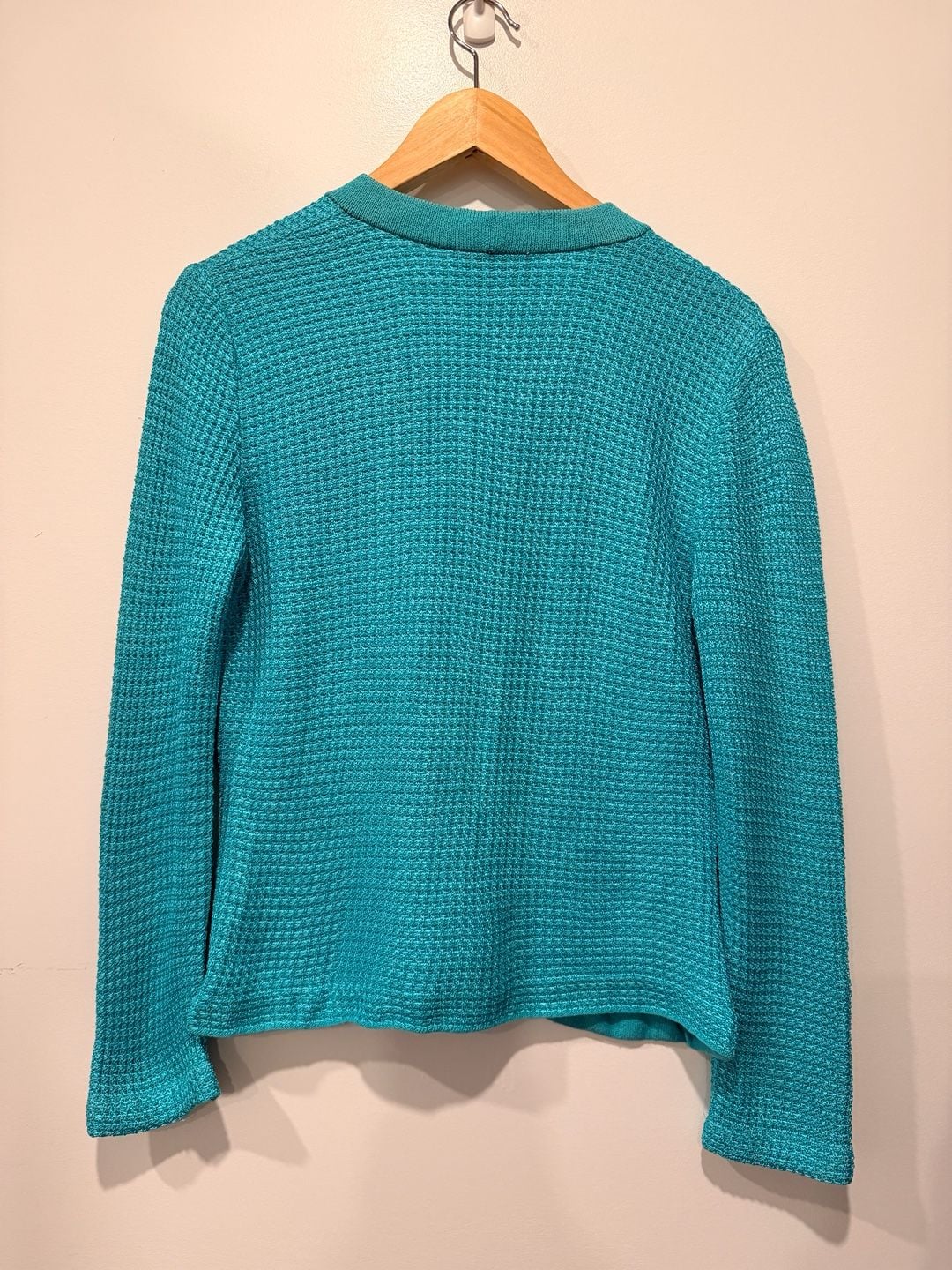 St. John Collection Cardigan Size 6 Teal Gold Buttons 3