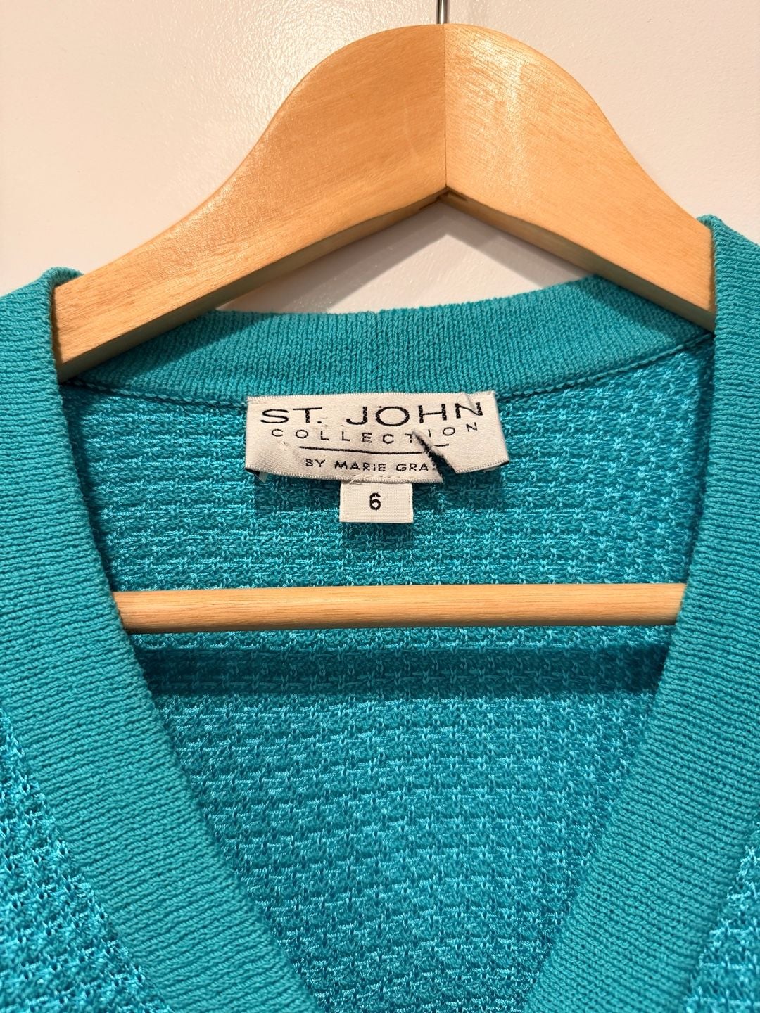 St. John Collection Cardigan Size 6 Teal Gold Buttons 4