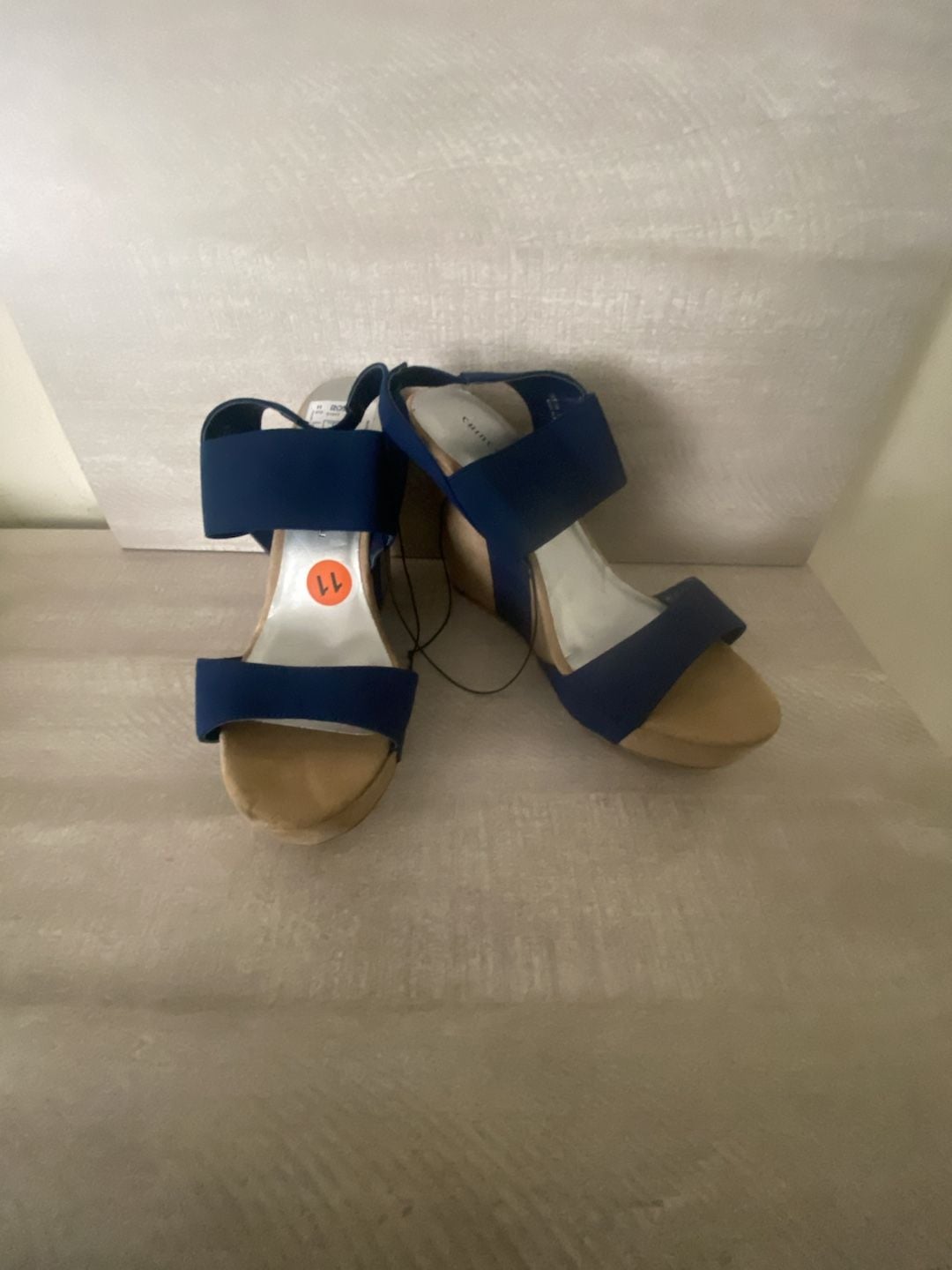 Chinese Laundry Wedge Sandals Size 7.5 Blue Platform Heels 2