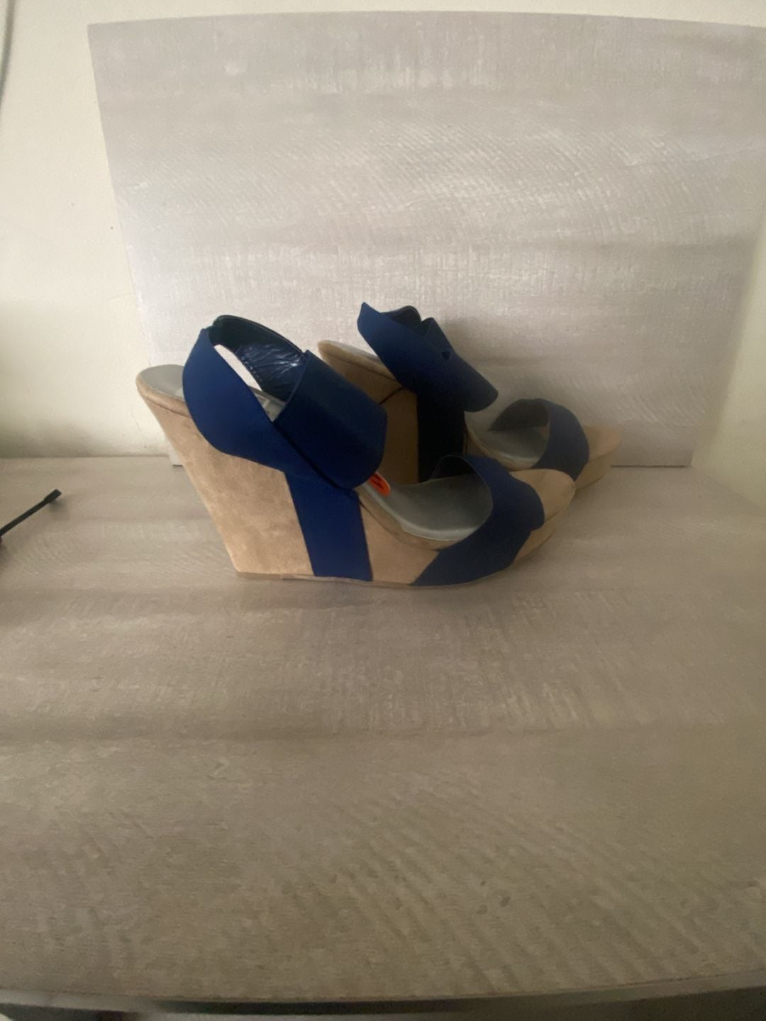 Chinese Laundry Wedge Sandals Size 7.5 Blue Platform Heels 4