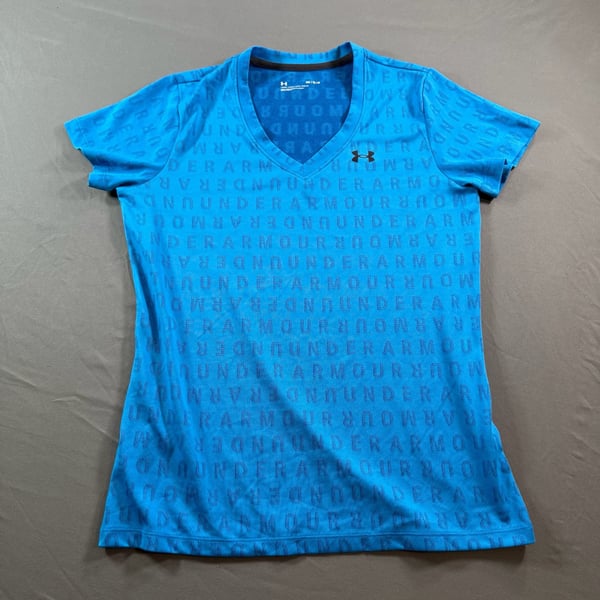 Under Armour Women’s Medium Blue Logo Print V-Neck Athletic Shirt