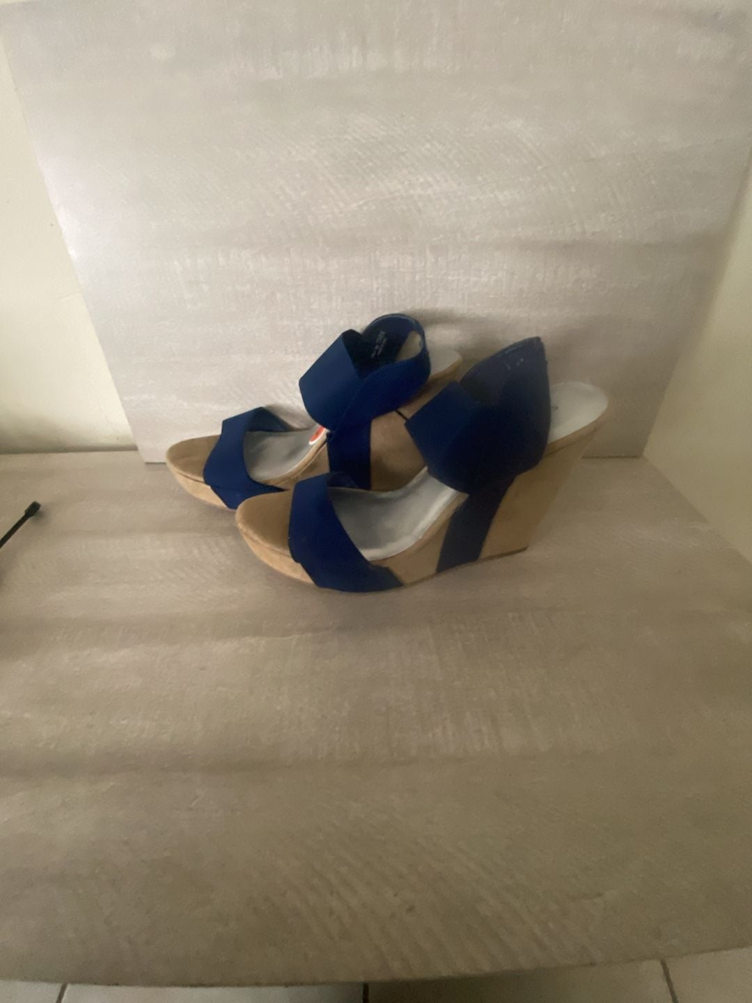 Chinese Laundry Wedge Sandals Size 7.5 Blue Platform Heels 5