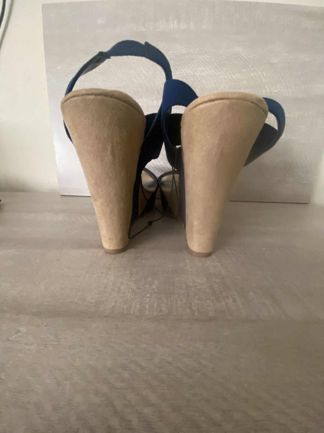 Chinese Laundry Wedge Sandals Size 7.5 Blue Platform Heels 6