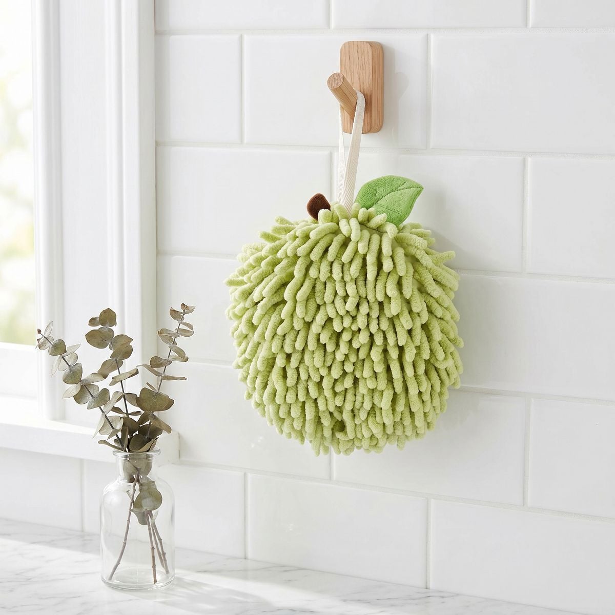 Regalwoven Chenille Ball Hand Towel Size 6" x 6" Green 2