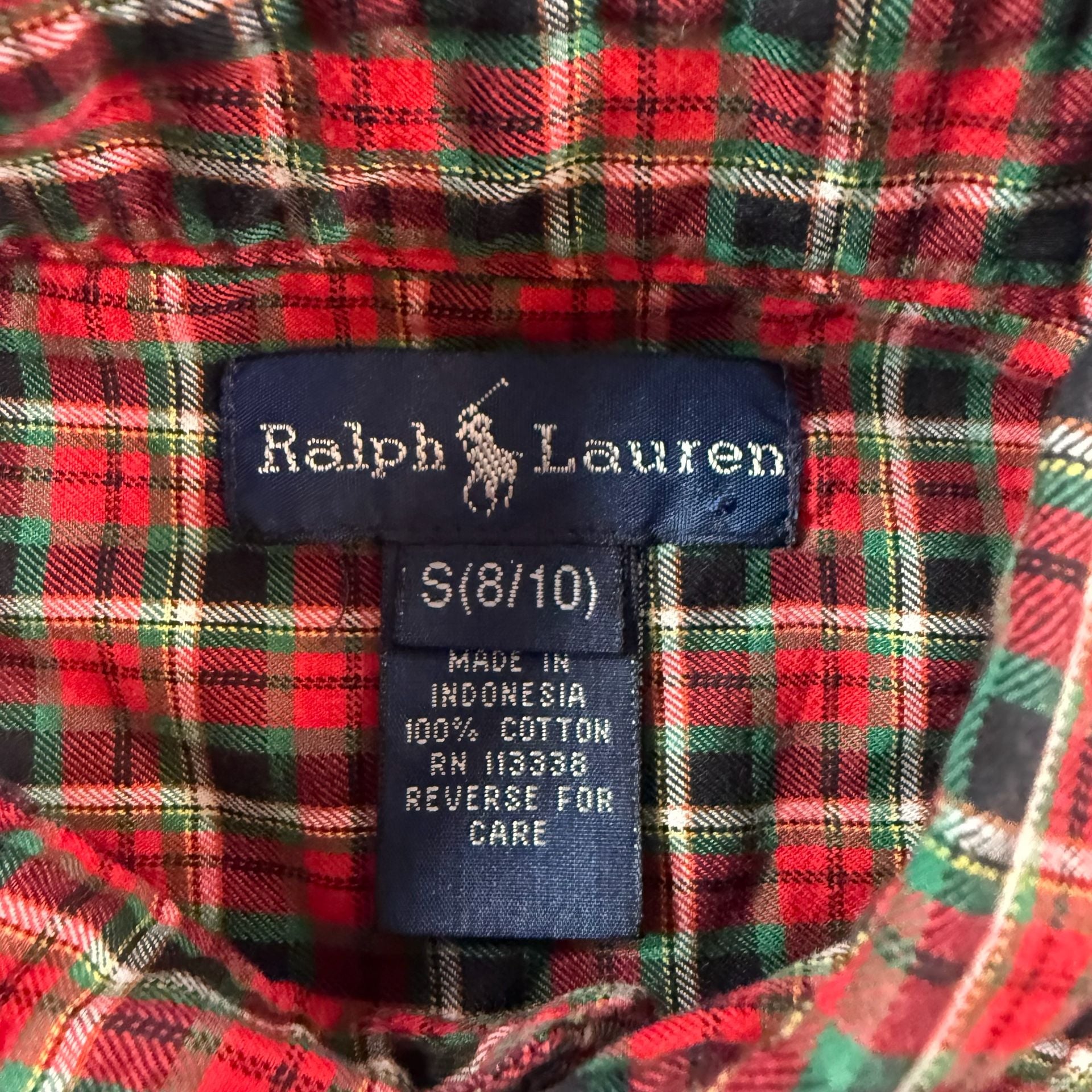 Ralph Lauren Youth Red Green Tartan Plaid Button Down Shirt Size 8/10 4