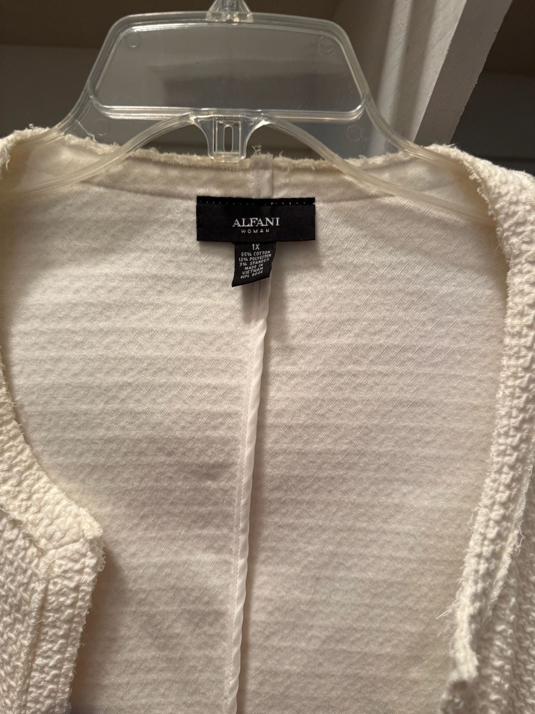 Alfani Textured Jacket Size 1X Cream Open Front 3
