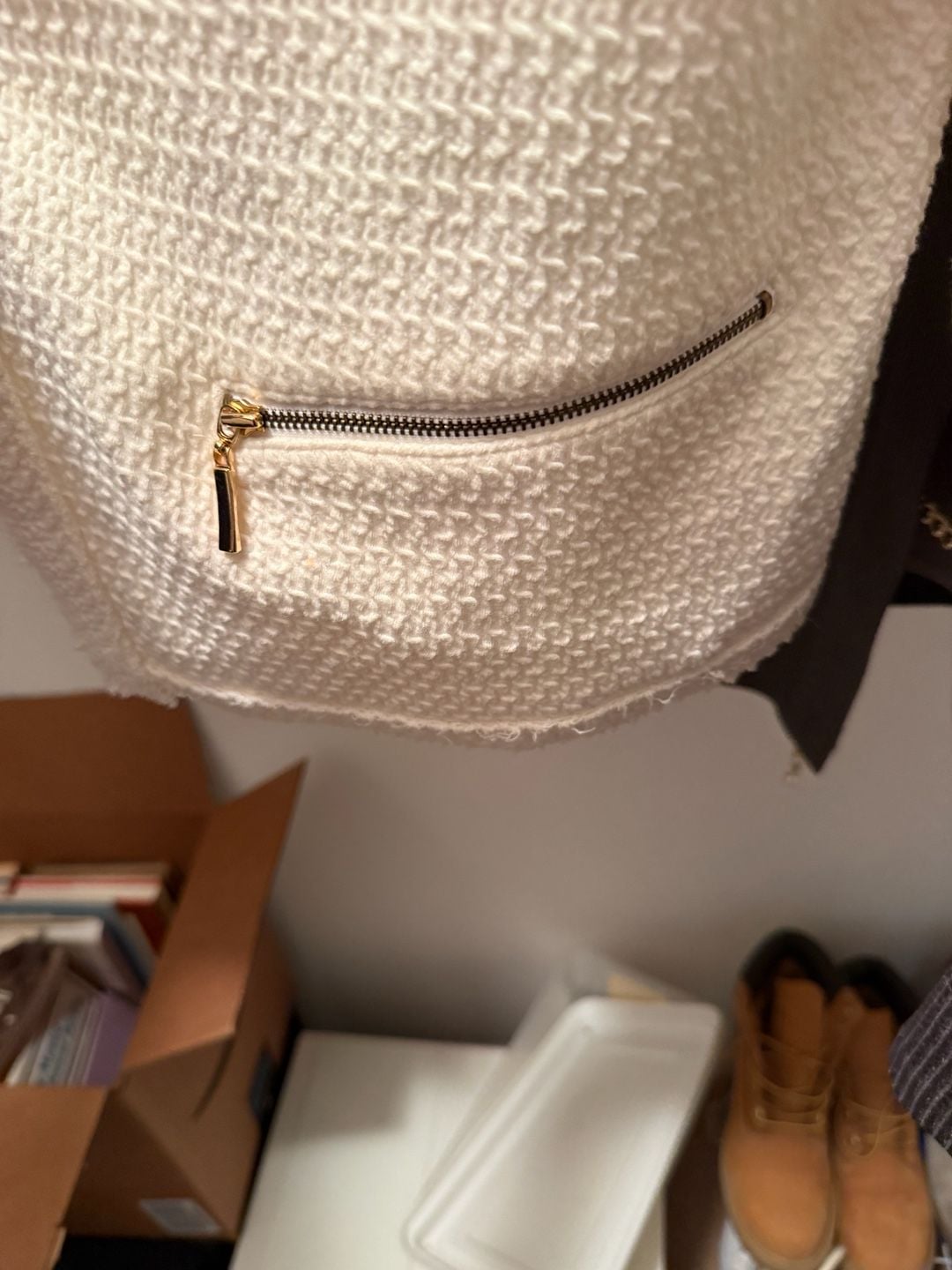 Alfani Textured Jacket Size 1X Cream Open Front 4