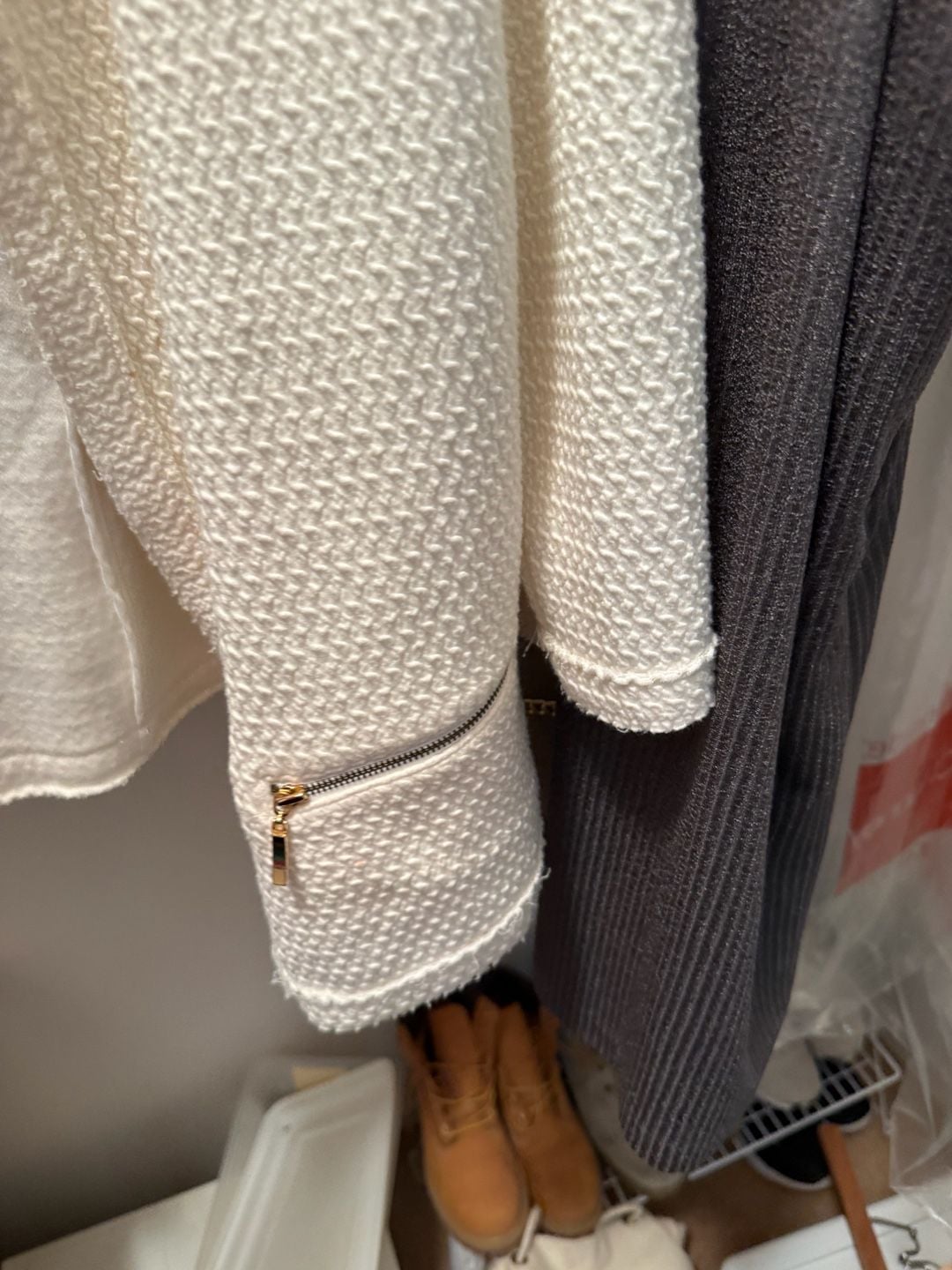 Alfani Textured Jacket Size 1X Cream Open Front 5