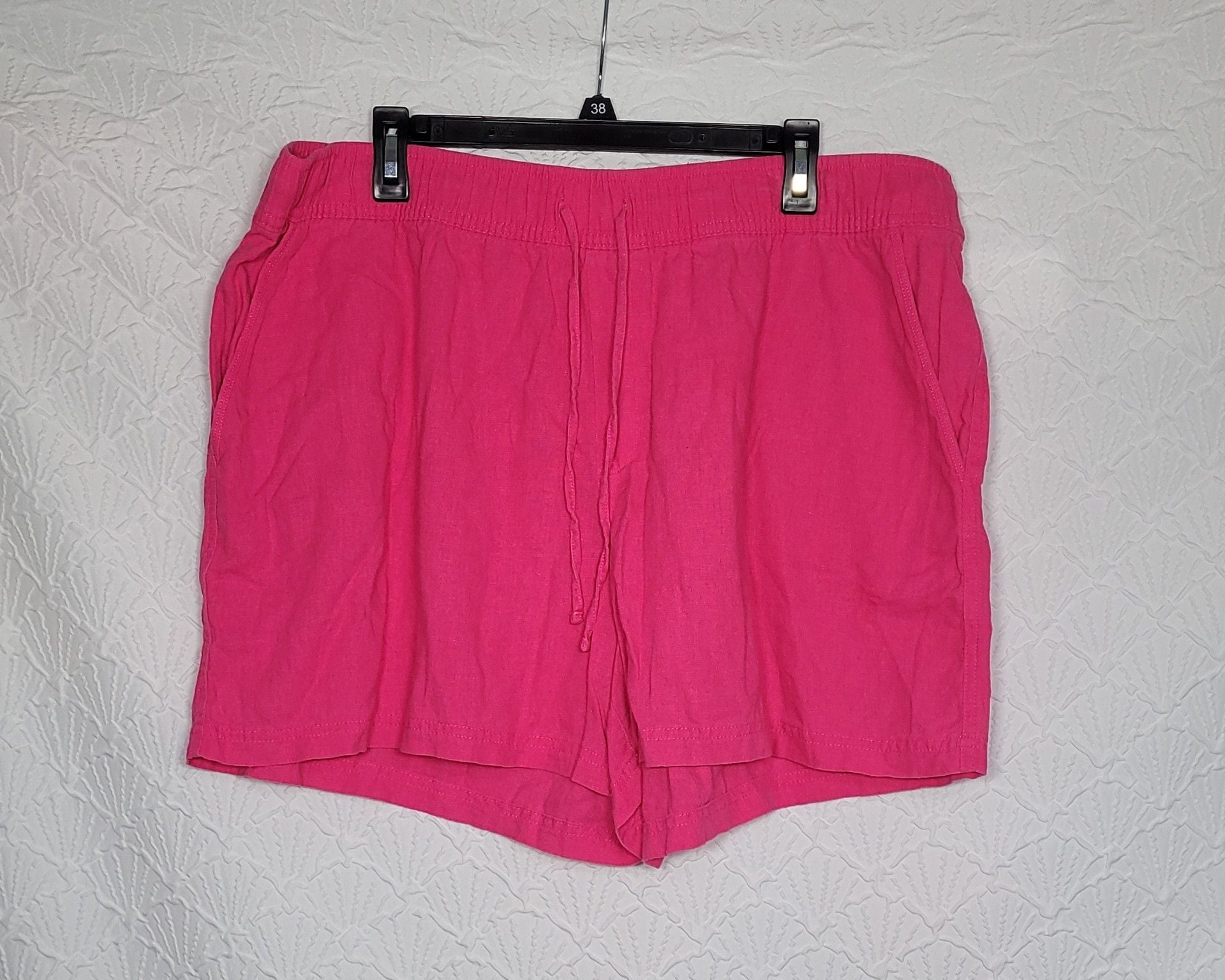 Gap Linen Pull-On Shorts Size XXL Hot Pink Drawstring Pockets 2