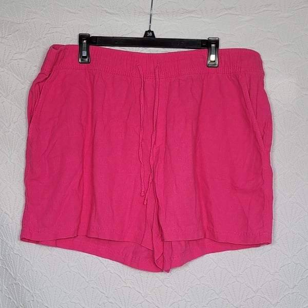 Gap Linen Pull-On Shorts Size XXL Hot Pink Drawstring Pockets