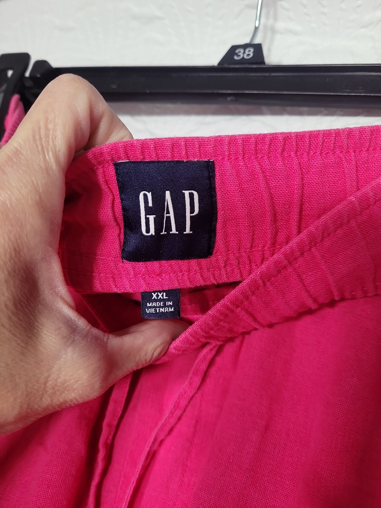 Gap Linen Pull-On Shorts Size XXL Hot Pink Drawstring Pockets 3