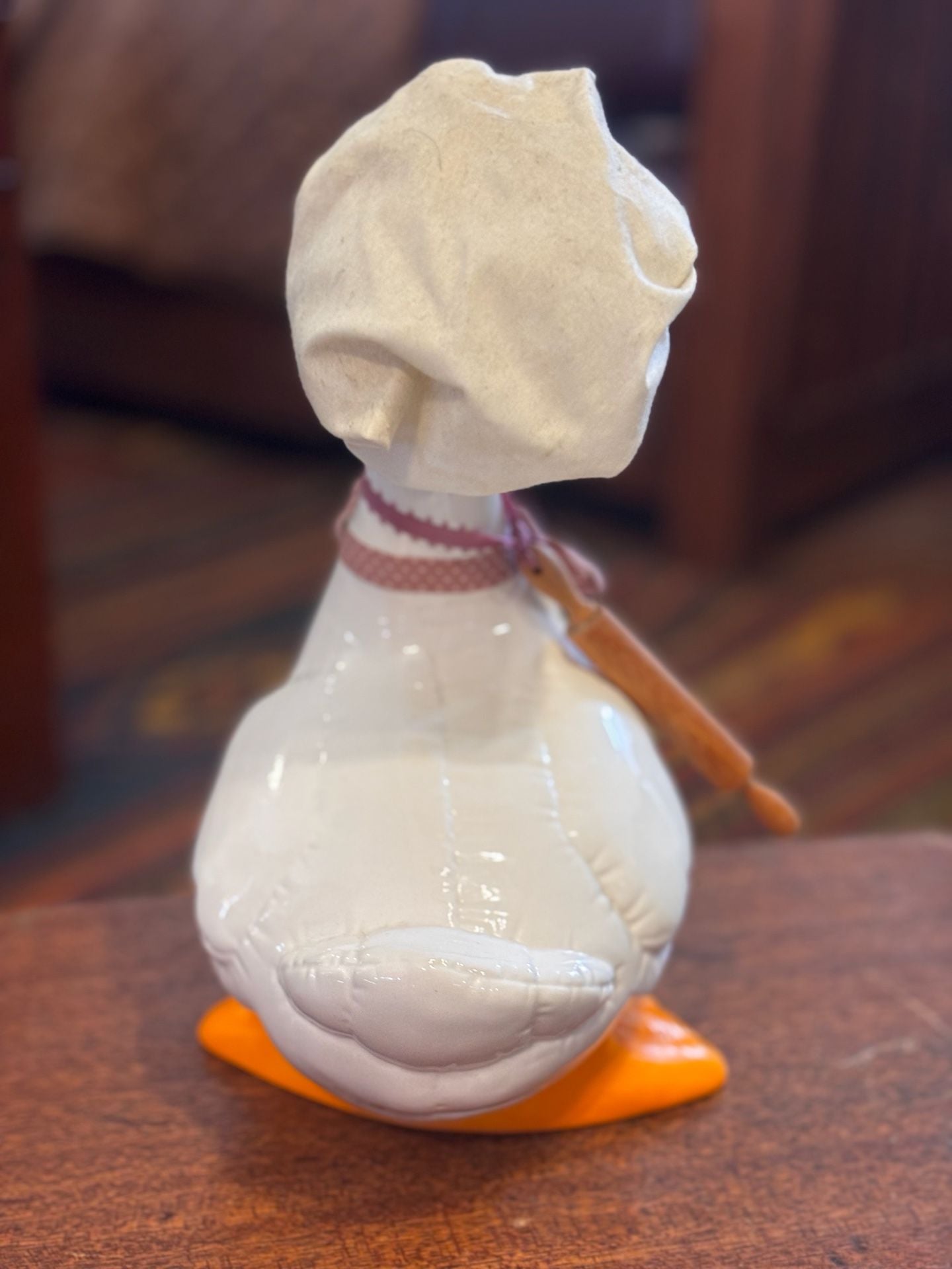Vintage ‘80s Ceramic Chef Goose Figurine w/ Chef Hat, Rolling Pin & Glasses 5