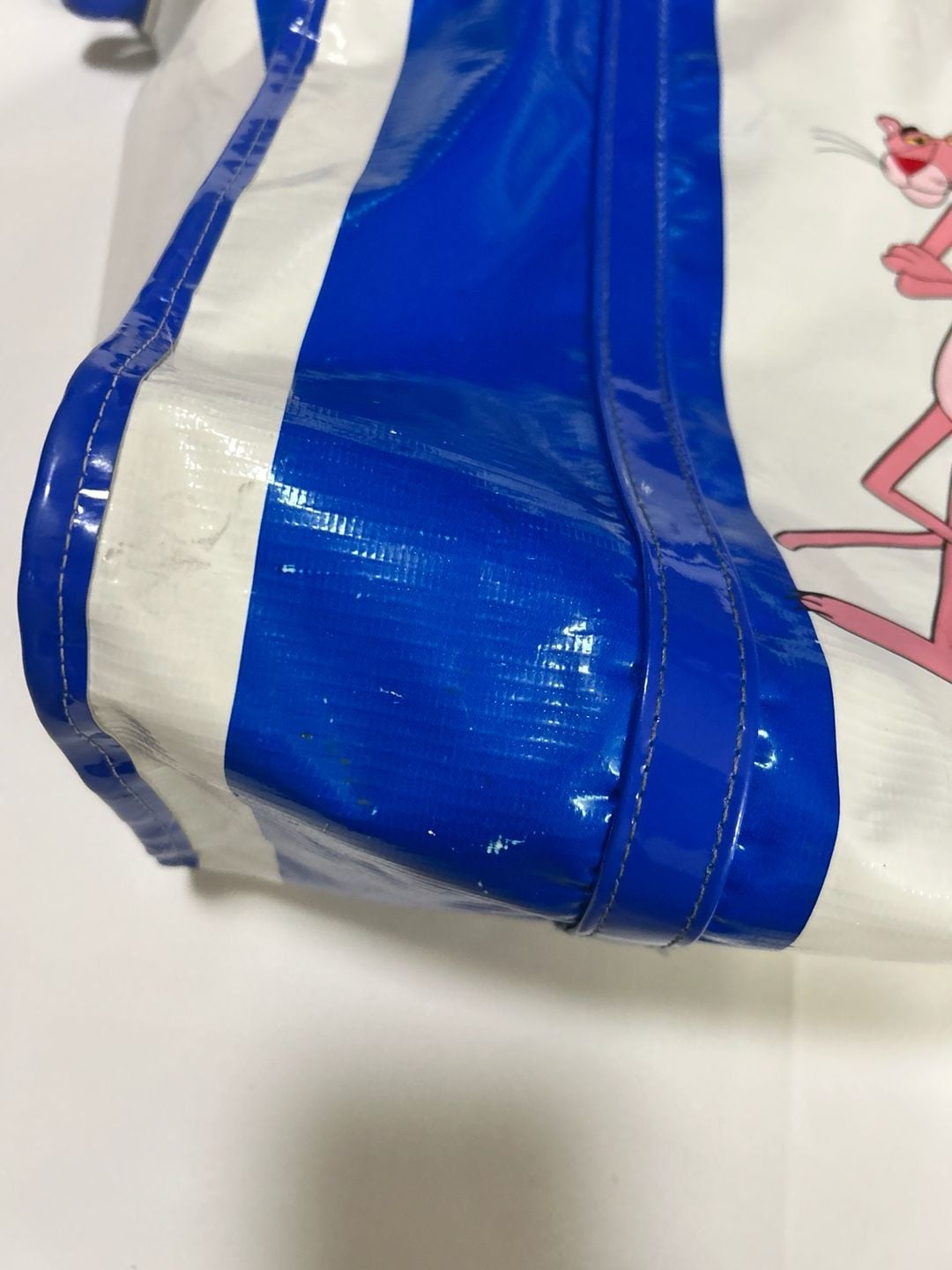 Stereo Vinyls Pink Panther Travel Bag Blue White Striped Tote 4