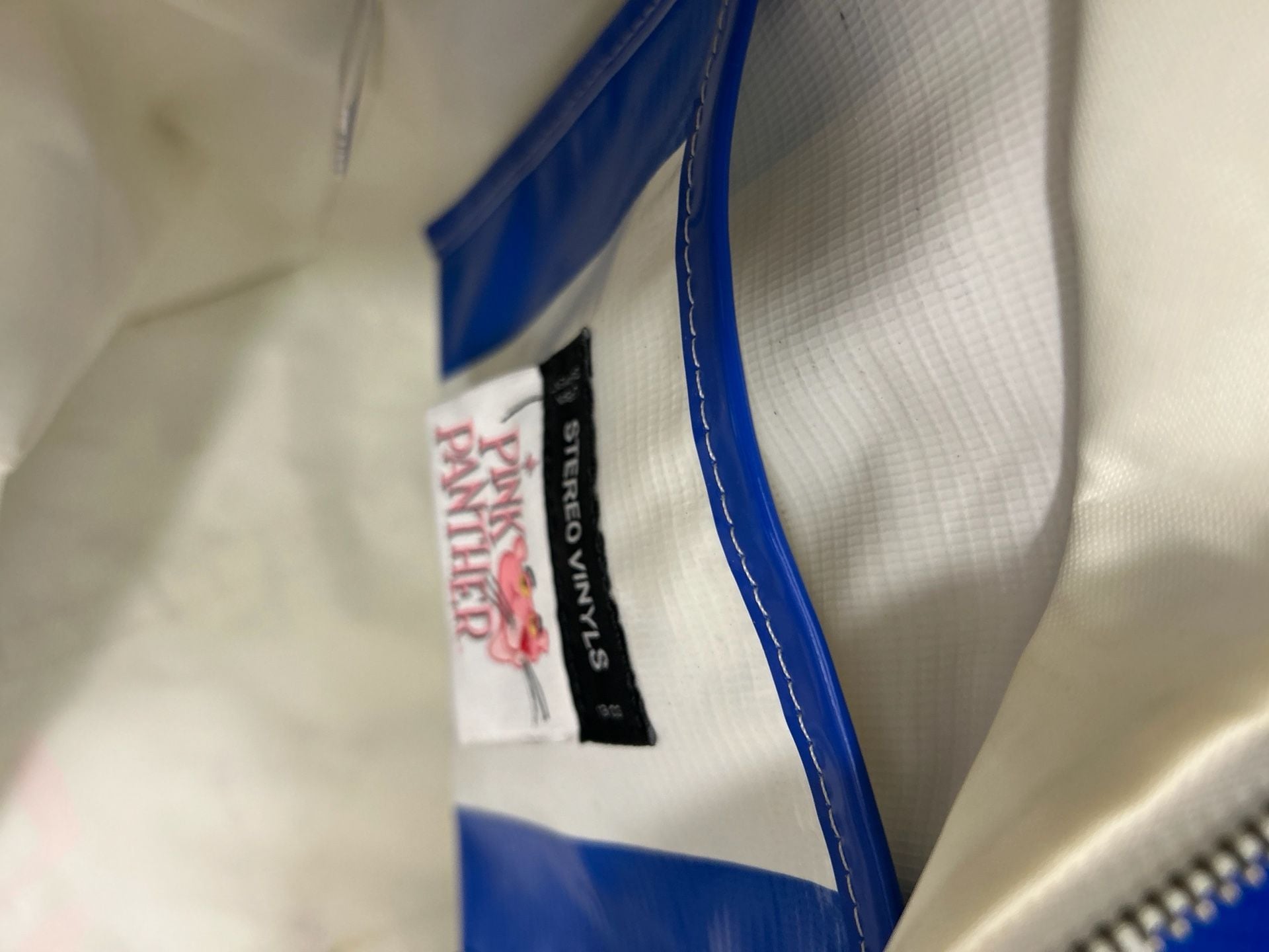 Stereo Vinyls Pink Panther Travel Bag Blue White Striped Tote 16