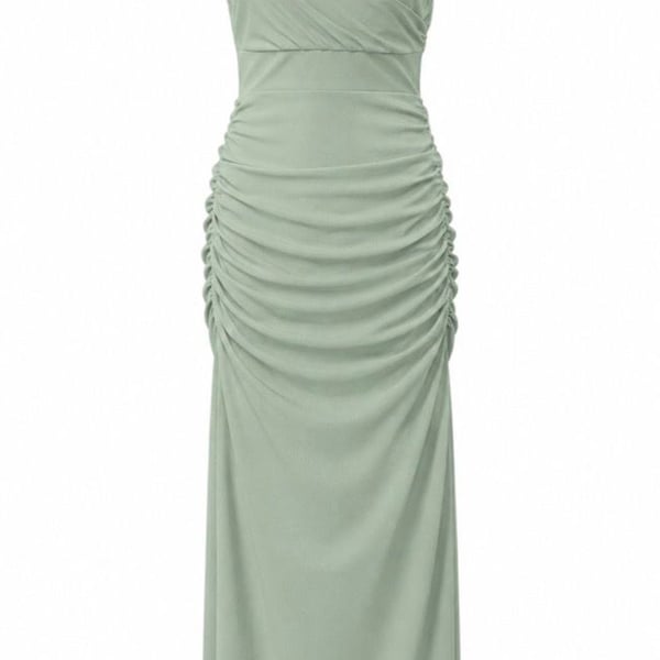 Abercrombie & Fitch Women’s Medium Petite Sage Green Ruched Maxi Dress NWT