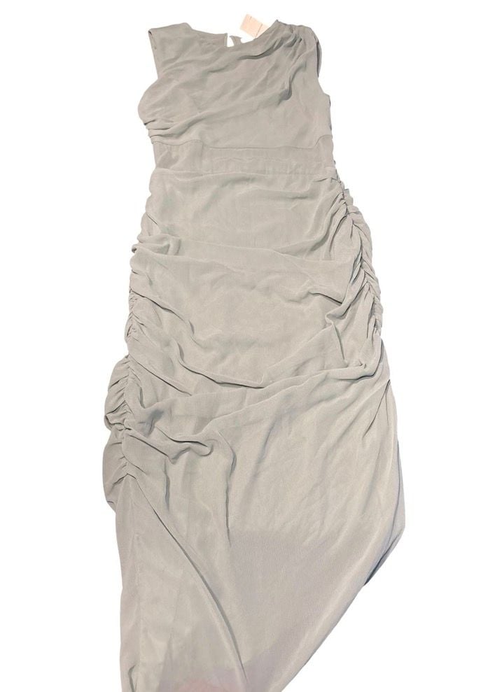 Abercrombie & Fitch Women’s Medium Petite Sage Green Ruched Maxi Dress NWT 6