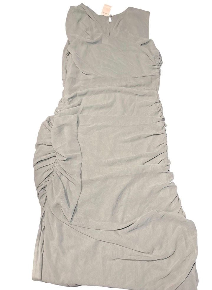 Abercrombie & Fitch Women’s Medium Petite Sage Green Ruched Maxi Dress NWT 7