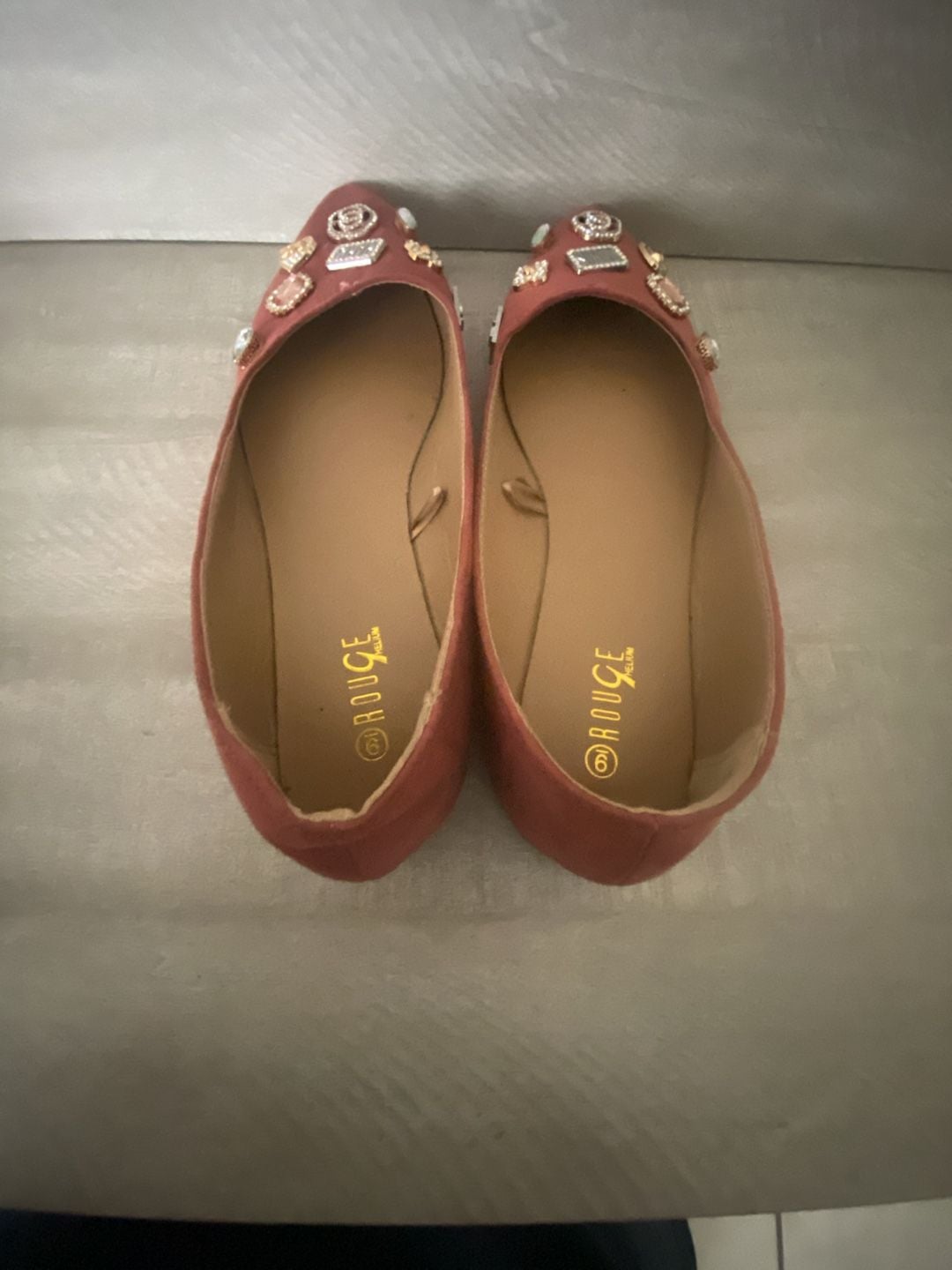 Rouge Pointed Toe Flats Size 9 Pink Embellished Slip On 6