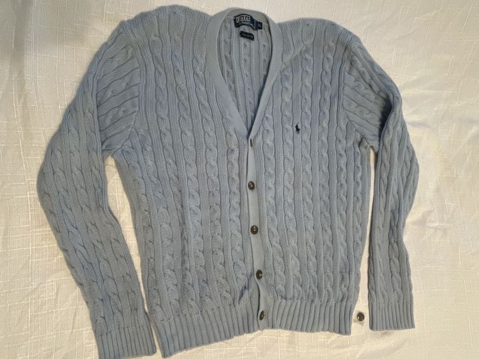 Polo Ralph Lauren Cable Knit Cotton Cardigan Sweater Size XL Blue 2