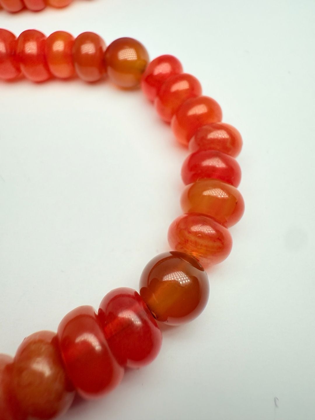 Carnelian Agate Bead Necklace Red Gemstone 925 Silver 33” 3