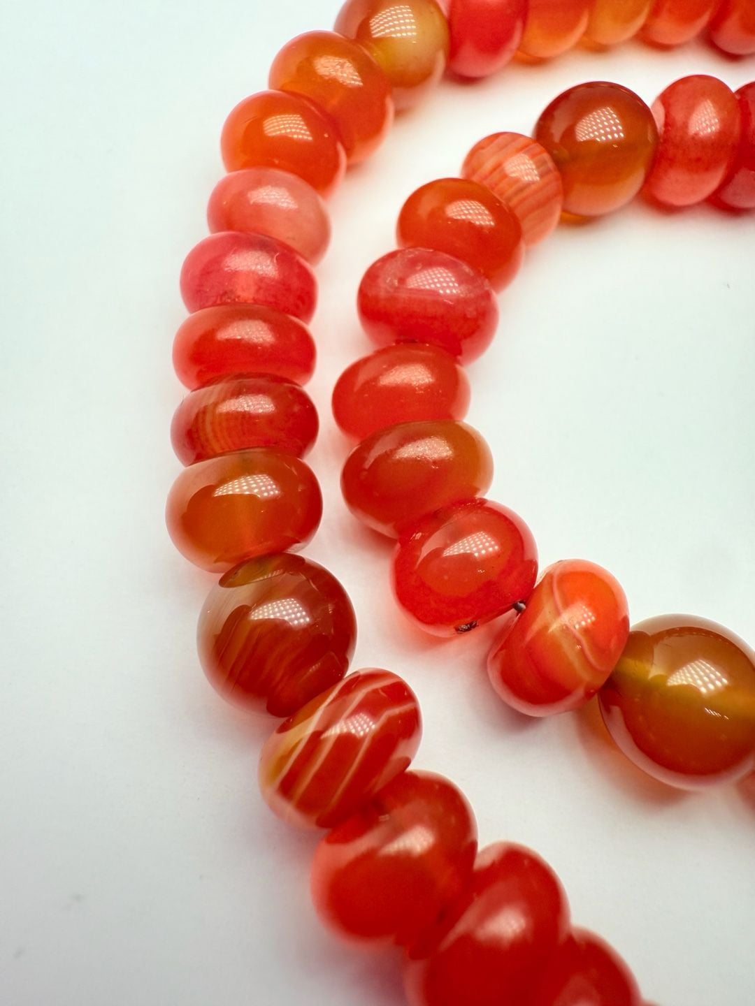 Carnelian Agate Bead Necklace Red Gemstone 925 Silver 33” 4
