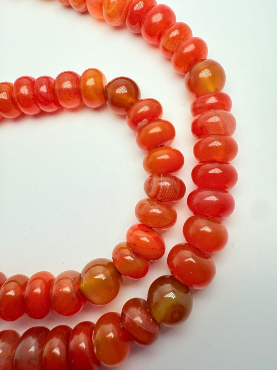 Carnelian Agate Bead Necklace Red Gemstone 925 Silver 33” 6