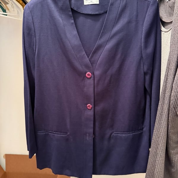 Alfred Dunner Blazer Size 18 Navy Blue Button Pocket