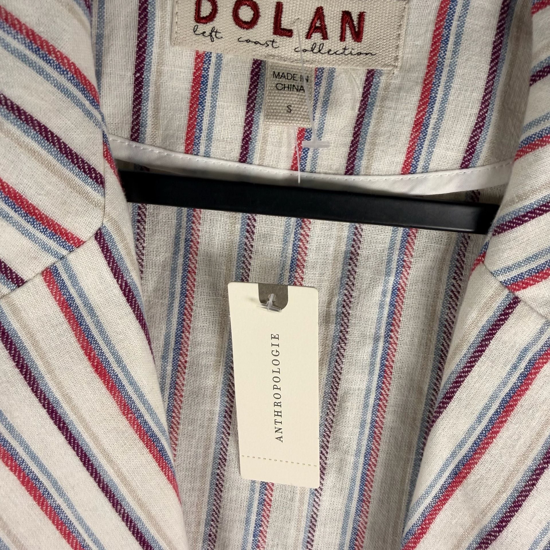 Dolan Anna Double-Breasted Striped Linen Blazer Size S 6