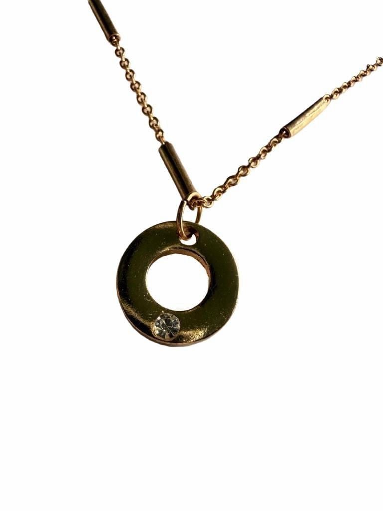 Unbranded Rose Gold Tone Rhinestone Ring Pendant Necklace 3
