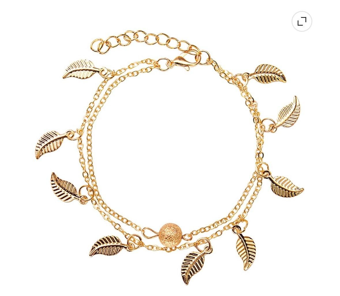 Two Layer Leaf Charm Anklet 2