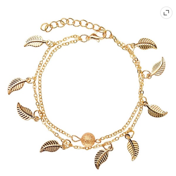 Two Layer Leaf Charm Anklet