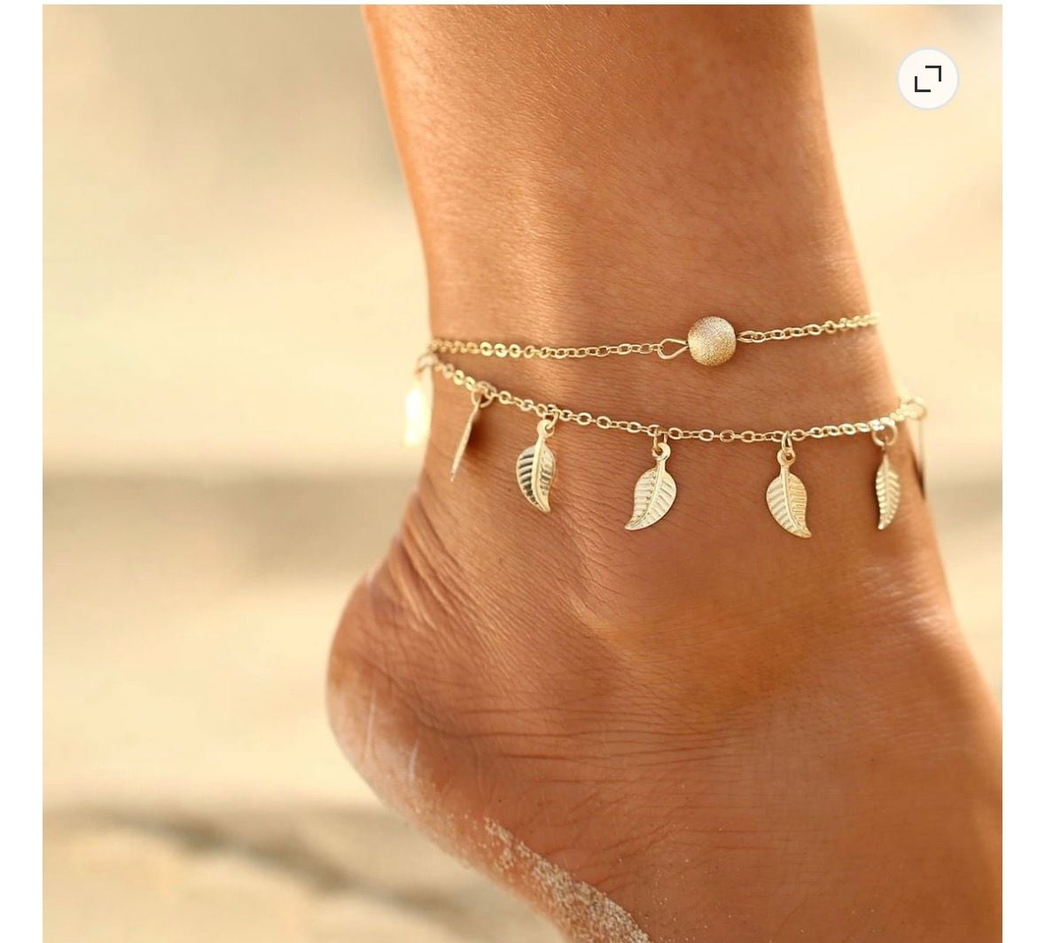 Two Layer Leaf Charm Anklet 3