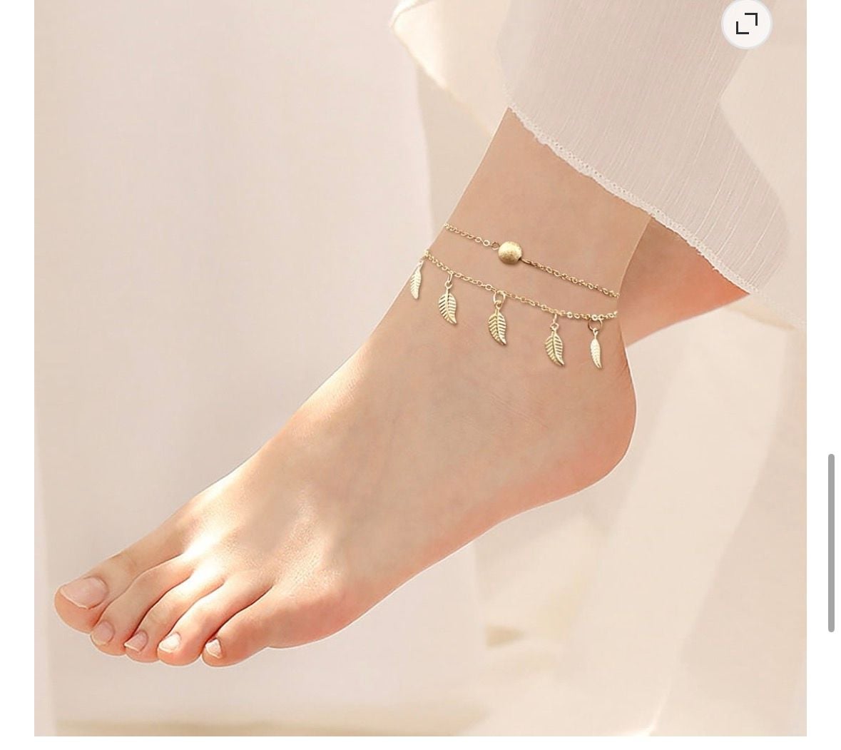 Two Layer Leaf Charm Anklet 4