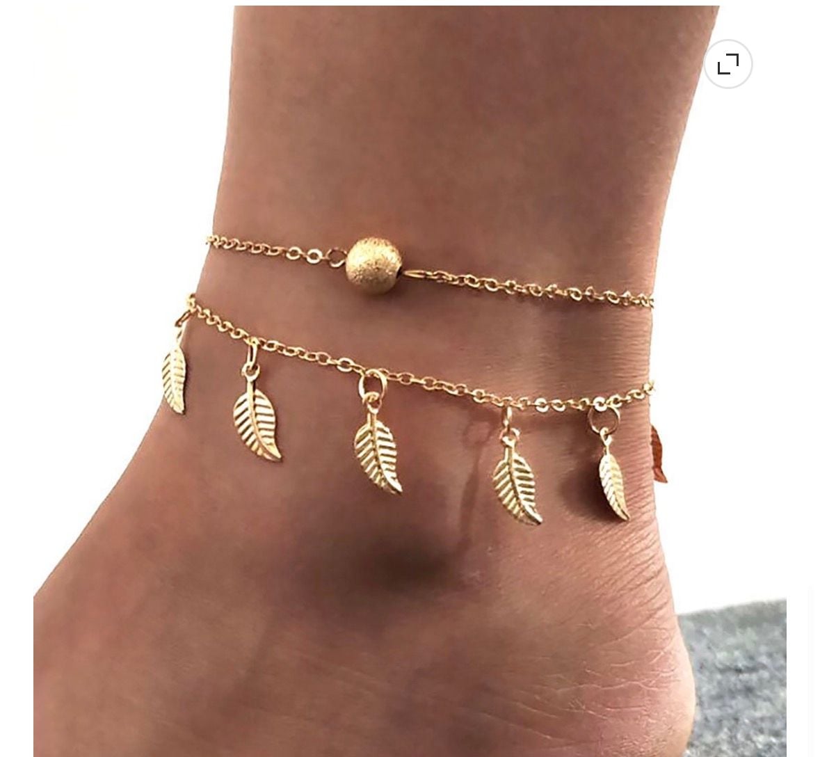 Two Layer Leaf Charm Anklet 5