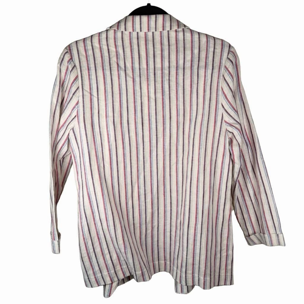 Dolan Anna Double-Breasted Striped Linen Blazer Size S 3
