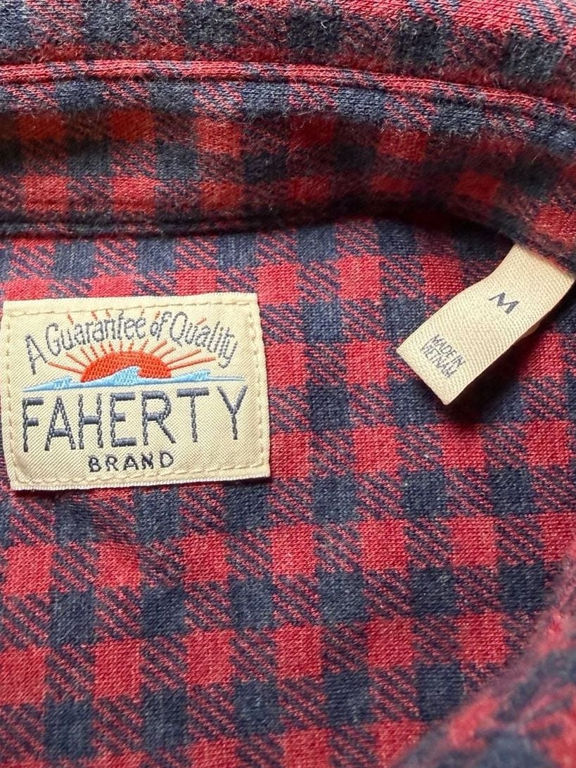Faherty Stretch Seaview Flannel Size M Blue Red Gingham 3