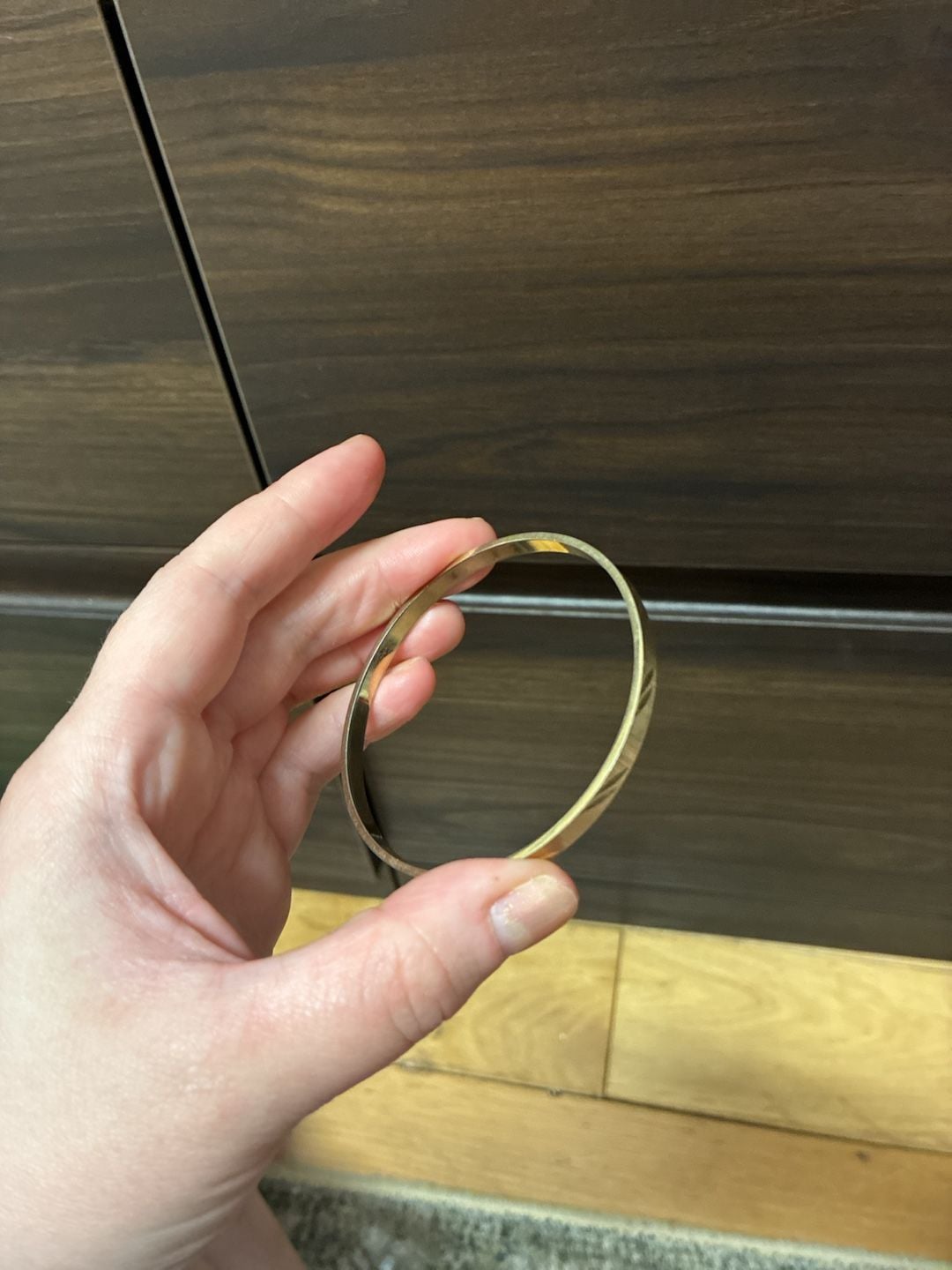 Monet Bangle Bracelet Gold Tone Etched Brushed Finish 4