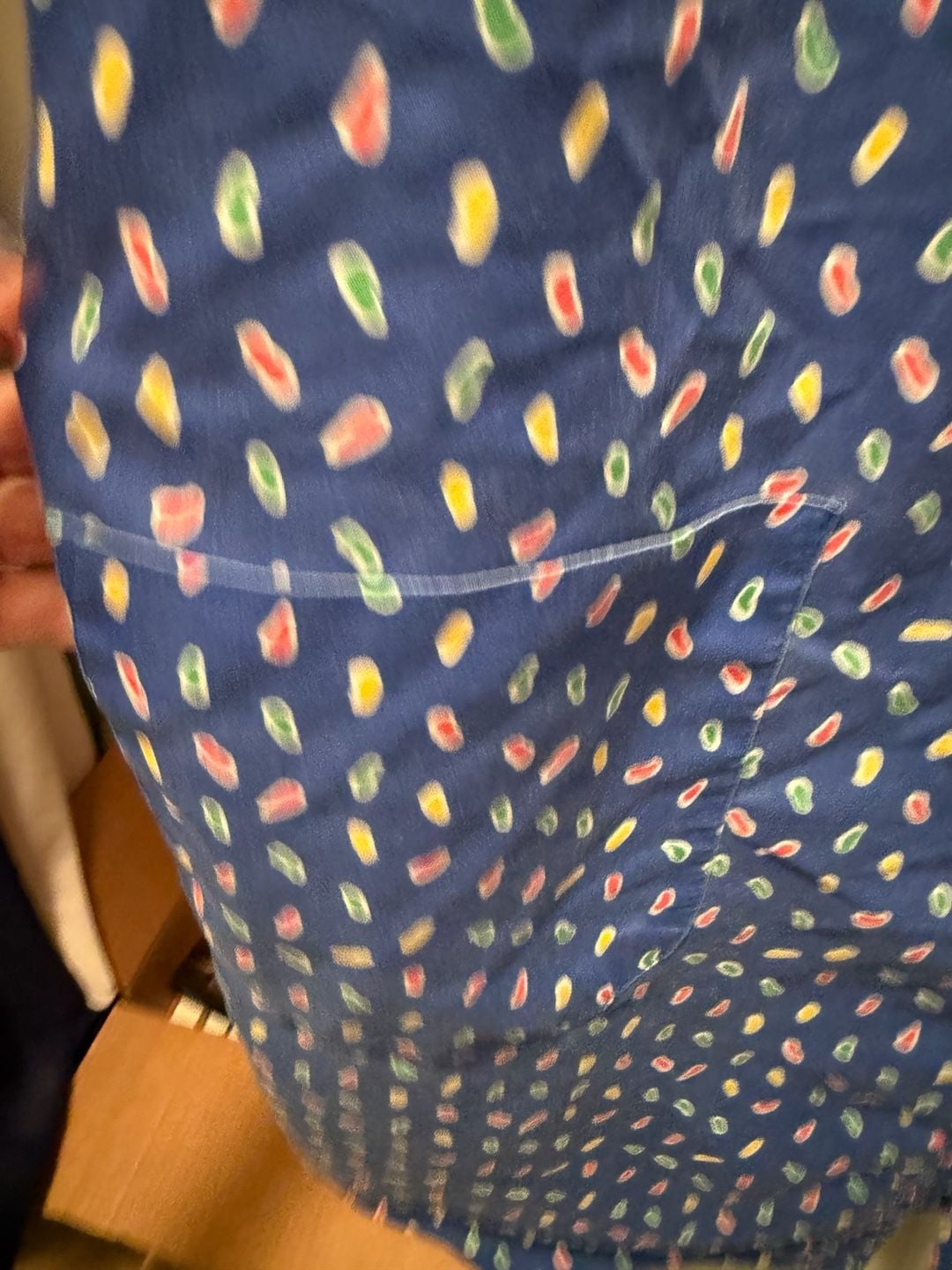 Vintage House Dress Blue Confetti Print Size L 3
