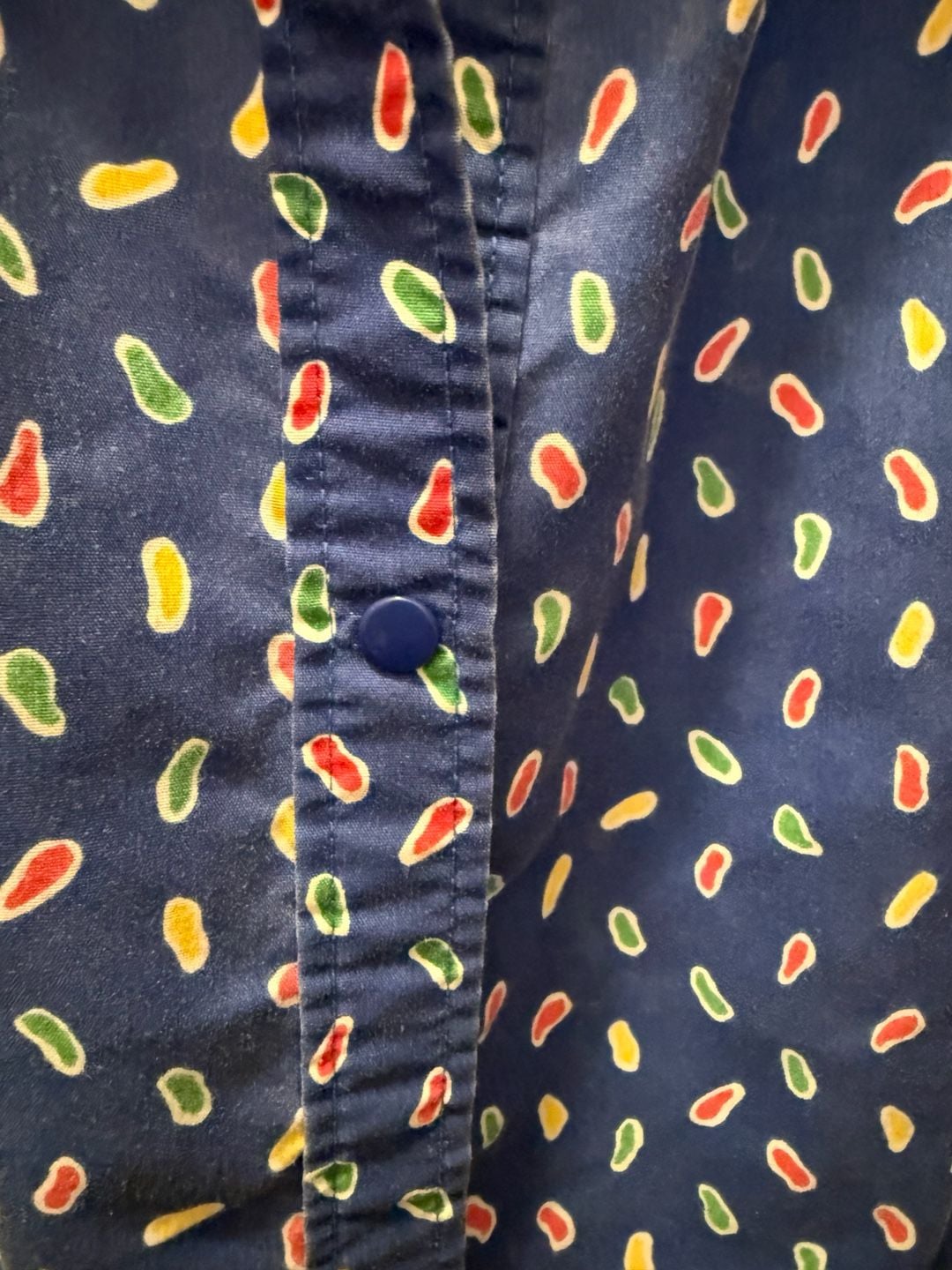 Vintage House Dress Blue Confetti Print Size L 6