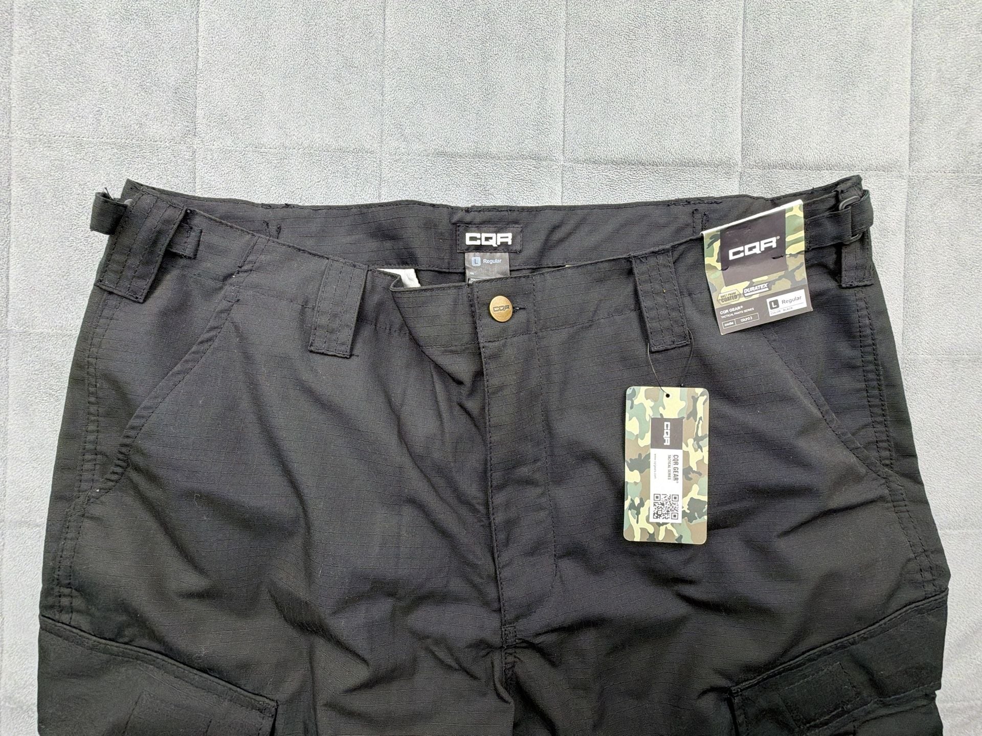 CQR Tactical Pants Size L Regular Black Cargo Work Uniform NWT 6