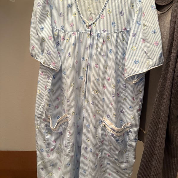 Madison's Best Floral Seersucker Duster Gown Blue